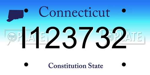 I123732 Connecticut License Plate
