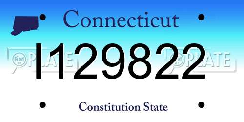 I129822 Connecticut License Plate