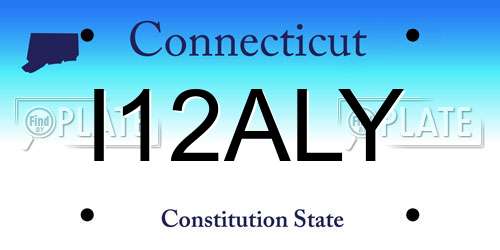 I12ALY Connecticut License Plate