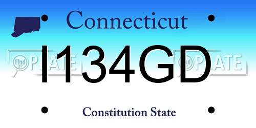 I134GD Connecticut License Plate