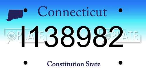 I138982 Connecticut License Plate