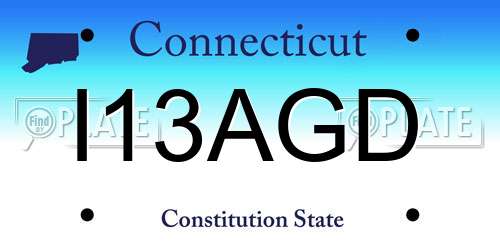 I13AGD Connecticut License Plate