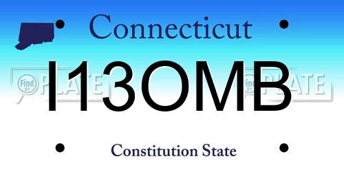 I13OMB Connecticut License Plate