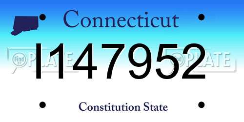 I147952 Connecticut License Plate
