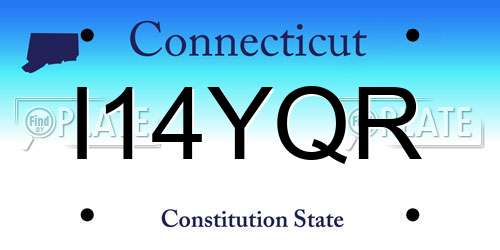 I14YQR Connecticut License Plate