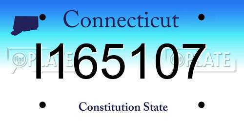 I165107 Connecticut License Plate