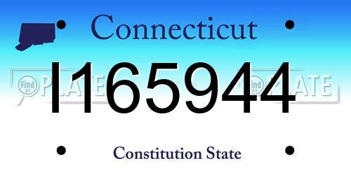 I165944 Connecticut License Plate