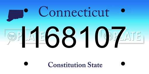 I168107 Connecticut License Plate