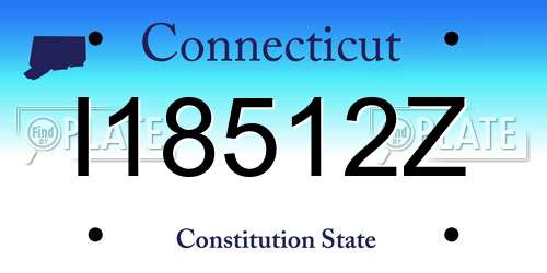 I18512Z Connecticut License Plate