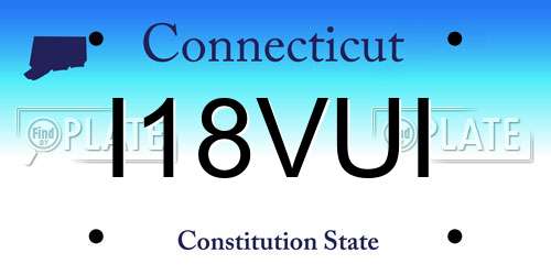 I18VUI Connecticut License Plate