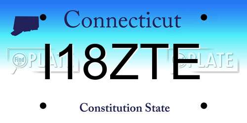I18ZTE Connecticut License Plate