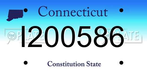 I200586 Connecticut License Plate
