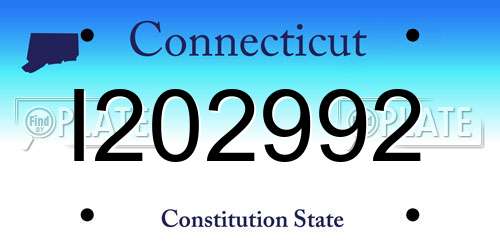 I202992 Connecticut License Plate