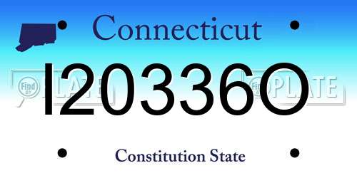 I20336O Connecticut License Plate