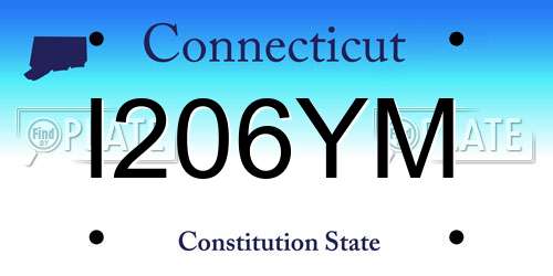 I206YM Connecticut License Plate