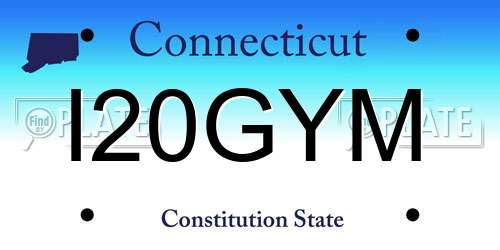 I20GYM Connecticut License Plate