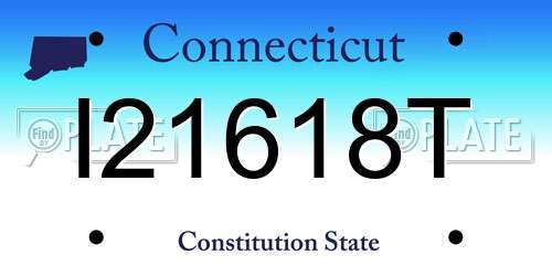 I21618T Connecticut License Plate