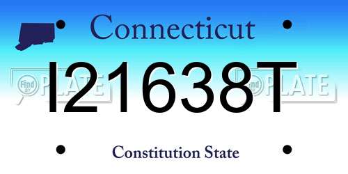I21638T Connecticut License Plate