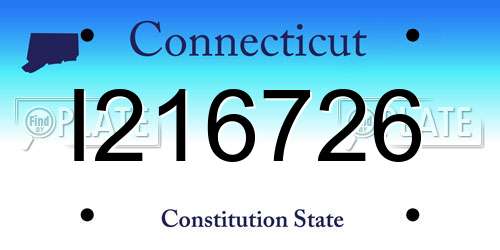 I216726 Connecticut License Plate