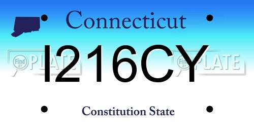 I216CY Connecticut License Plate