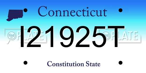 I21925T Connecticut License Plate