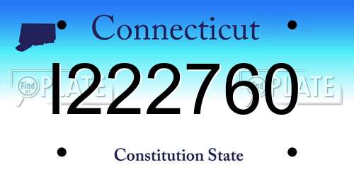 I222760 Connecticut License Plate