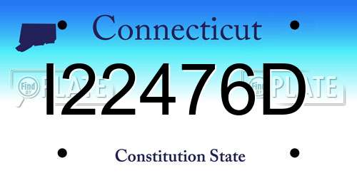 I22476D Connecticut License Plate