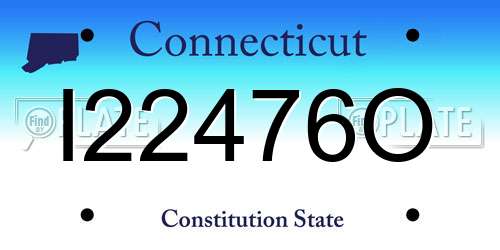 I22476O Connecticut License Plate