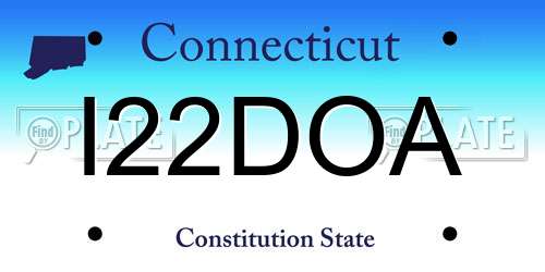 I22DOA Connecticut License Plate