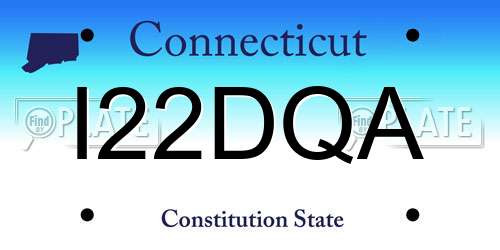 I22DQA Connecticut License Plate