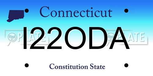 I22ODA Connecticut License Plate