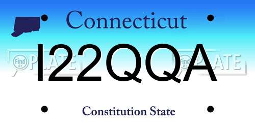 I22QQA Connecticut License Plate