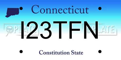 I23TFN Connecticut License Plate
