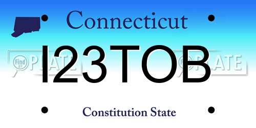 I23TOB Connecticut License Plate