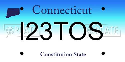 I23TOS Connecticut License Plate