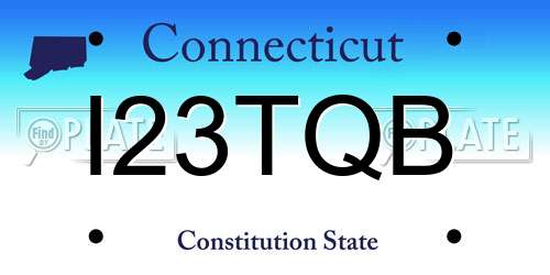 I23TQB Connecticut License Plate
