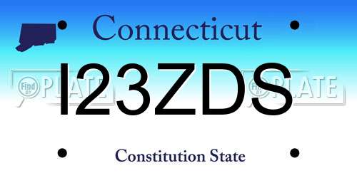 I23ZDS Connecticut License Plate