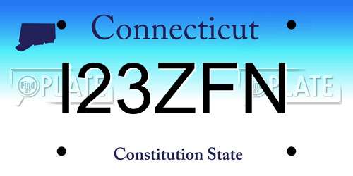I23ZFN Connecticut License Plate