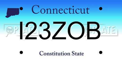 I23ZOB Connecticut License Plate