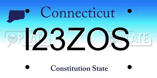 I23ZOS Connecticut License Plate