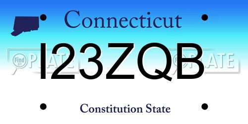 I23ZQB Connecticut License Plate