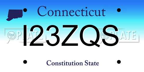 I23ZQS Connecticut License Plate