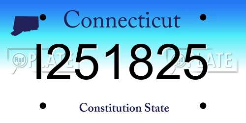I251825 Connecticut License Plate