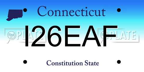 I26EAF Connecticut License Plate