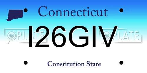 I26GIV Connecticut License Plate