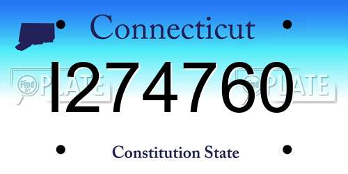 I274760 Connecticut License Plate