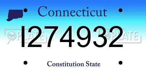 I274932 Connecticut License Plate