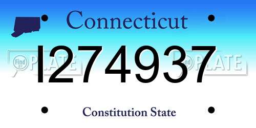 I274937 Connecticut License Plate