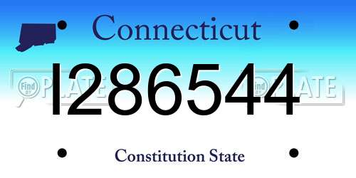I286544 Connecticut License Plate