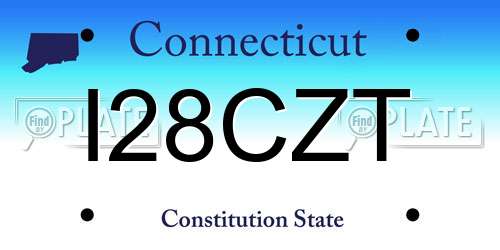 I28CZT Connecticut License Plate